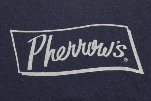 他の写真2: 「Pherrow's/フェローズ」先染めインディゴ抜染プリントPherrow'sロゴTシャツ18S-PIT1【ダークインディゴ】