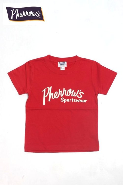 他の写真1: 「Pherrow's/フェローズ」Pherrow'sロゴ キッズTシャツ【レッド】