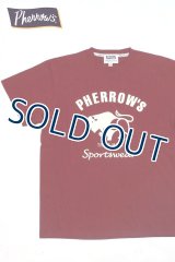 「Pherrow's/フェローズ」BUFFALOロゴTシャツ PTシリーズ【バーガンディ】
