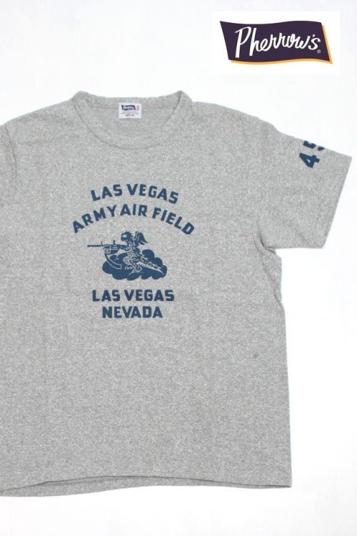 他の写真1: 「Pherrow's/フェローズ」LAS VEGAS 454プリントＴシャツPTJシリーズ【杢グレー】