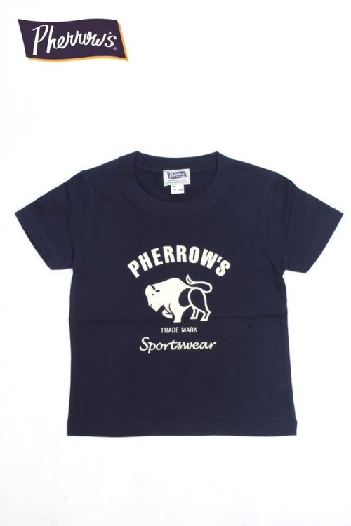 他の写真1: 「Pherrow's/フェローズ」BUFFALOロゴ キッズTシャツ【ネイビー】
