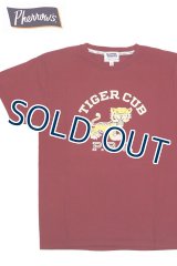 「Pherrow's/フェローズ」TIGER CUB プリントTシャツ　PTシリーズ【バーガンディ】