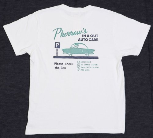 他の写真2: 「Pherrow's/フェローズ」 IN & OUT AUTO CARE  プリントTシャツ　PTシリーズ【ホワイト】