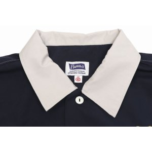 画像3: 「Pherrow's/フェローズ」バイカラーボーリングシャツスタイル半袖ワークシャツ【ネイビー×ライトグレー】