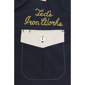 画像8: 「Pherrow's/フェローズ」バイカラーボーリングシャツスタイル半袖ワークシャツ【ネイビー×ライトグレー】