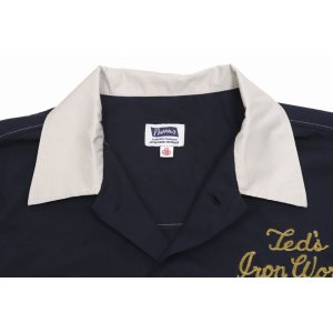 画像4: 「Pherrow's/フェローズ」バイカラーボーリングシャツスタイル半袖ワークシャツ【ネイビー×ライトグレー】