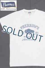 「Pherrow's/フェローズ」30周年記念モデルBUFFALOロゴTシャツ PTシリーズ【ホワイト】