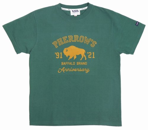 他の写真1: 「Pherrow's/フェローズ」30周年記念モデルBUFFALOロゴTシャツ PTシリーズ【グリーン】