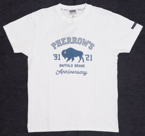 他の写真1: 「Pherrow's/フェローズ」30周年記念モデルBUFFALOロゴTシャツ PTシリーズ【ホワイト】