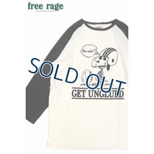 画像1: 「FREE RAGE/フリーレイジ」GET UNGLUEDラグラン7分袖Tシャツ【オフホワイト×スミ黒】