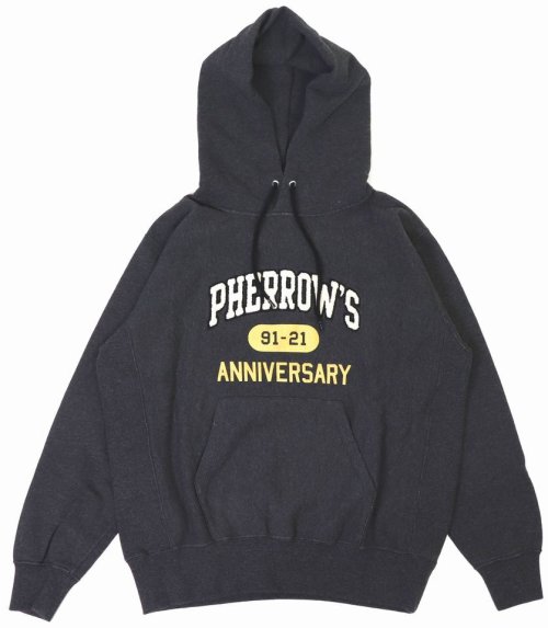 他の写真1: 「Pherrow's/フェローズ」30周年記念モデル相良刺繍&プリントスウェットパーカー【チャコール】