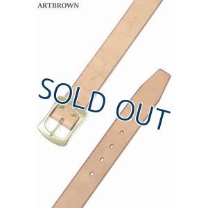 画像1: 「ARTBROWN/アートブラウン」UKサドルレザー40mm幅ギャリソンベルト【タン×ゴールド】