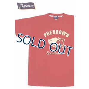画像1: 「Pherrow's/フェローズ」バッファローロゴTシャツ PTシリーズ【S・レッド】