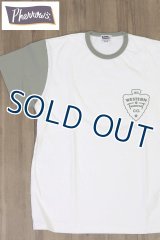 「Pherrow's/フェローズ」WESTERNプリント バイカラーTシャツ PTPシリーズ【ホワイト×グレー】