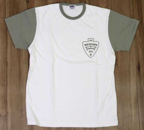 他の写真1: 「Pherrow's/フェローズ」WESTERNプリント バイカラーTシャツ PTPシリーズ【ホワイト×グレー】