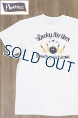 「Pherrow's/フェローズ」Lucky Strikesプリント＆刺繍Tシャツ PTPシリーズ【ホワイト】