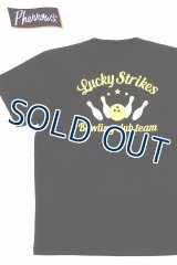 「Pherrow's/フェローズ」Lucky Strikesプリント＆刺繍Tシャツ PTPシリーズ【S・ブラック】