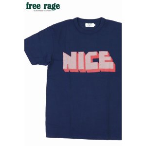 画像1: 「FREE RAGE/フリーレイジ」NICE プリントリサイクルコットンTシャツ【ネイビー】