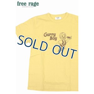 画像1: 「FREE RAGE/フリーレイジ」Curry Boy プリントリサイクルコットンTシャツ【イエロー】