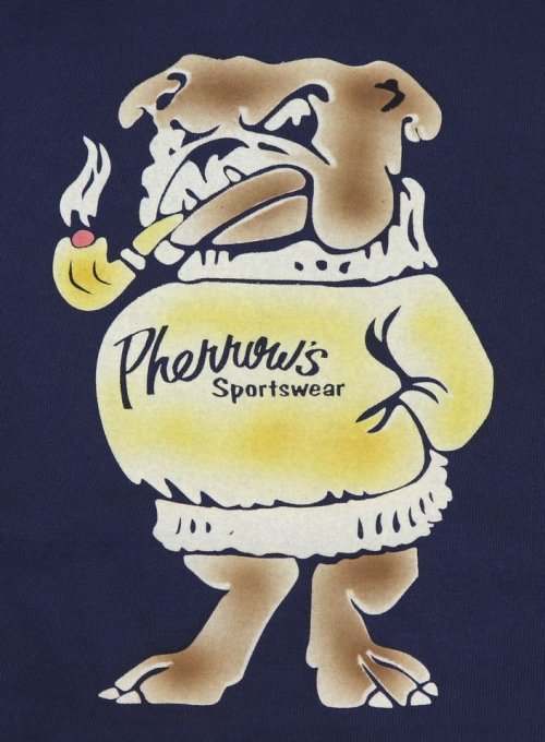 他の写真3: 「Pherrow's/フェローズ」bulldogフロッキープリントTシャツ PTシリーズ【G.ネイビー】