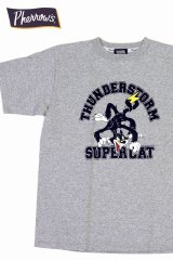 「Pherrow's/フェローズ」THUNDERSTORM SUPER CAT プリントTシャツ PTシリーズ【H.グレー】