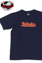「JELADO/ジェラード」JELADOロゴ プリント丸胴クルーネックTシャツ【オールドネイビー】