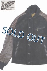 「Y'2 LEATHER/Y'2レザー」ステアスエード×ステアオイル リブジャケット【ブラック×ブラウン】