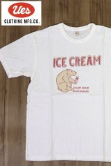 「UES/ウエス」ICE CREAM プリントTシャツ【ホワイト×レッド】