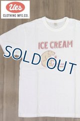 「UES/ウエス」ICE CREAM プリントTシャツ【ホワイト×レッド】