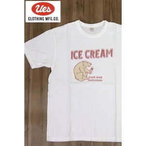 画像1: 「UES/ウエス」ICE CREAM プリントTシャツ【ホワイト×レッド】