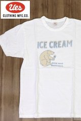 「UES/ウエス」ICE CREAM プリントTシャツ【ホワイト×ブルー】
