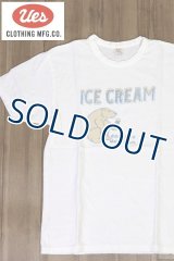 「UES/ウエス」ICE CREAM プリントTシャツ【ホワイト×ブルー】