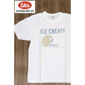 画像1: 「UES/ウエス」ICE CREAM プリントTシャツ【ホワイト×ブルー】