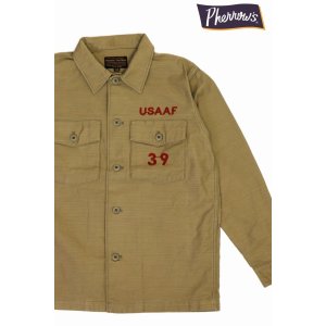 画像1: 「Pherrow's/フェローズ」USAAF39 カスタムミリタリーシャツジャケット【ベージュ】