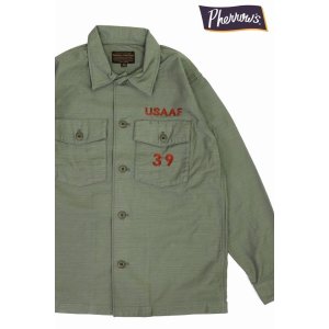 画像1: 「Pherrow's/フェローズ」USAAF39 カスタムミリタリーシャツジャケット【オリーブ】
