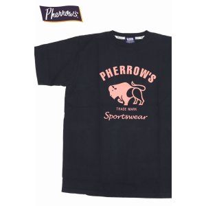 画像1: 「Pherrow's/フェローズ」BUFFALOロゴTシャツ PTシリーズ【S・ブラック】