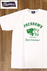 「Pherrow's/フェローズ」バッファローロゴTシャツ PTシリーズ【ホワイト】