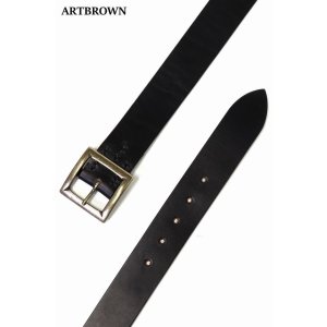 画像1: 「ARTBROWN/アートブラウン」スクエアバックル クロムエクセル40mm幅ギャリソンベルト【ブラック】