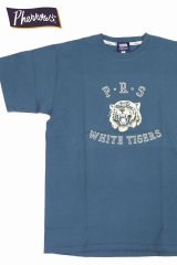 「Pherrow's/フェローズ」WHITE TIGERS プリントTシャツ PTシリーズ【ブルーグレー】