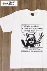 「WEST RIDE/ウエストライド」CAT  ヘビーウェイトプリントTシャツ【ホワイト】