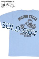 「STUDIO D'ARTISAN/ステュディオ・ダ・ルチザン」MOTOR CYCLE プリントＴシャツ【ブルー】