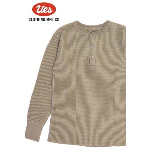 画像1: 「UES/ウエス」ヘンリーネックビッグワッフルＴシャツ【サンドベージュ】