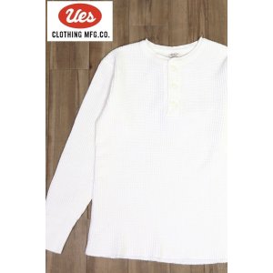 画像1: 「UES/ウエス」ヘンリーネックビッグワッフルＴシャツ【オフホワイト】