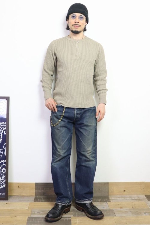 他の写真3: 「UES/ウエス」ヘンリーネックビッグワッフルＴシャツ【サンドベージュ】