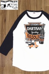 「STUDIO D'ARTISAN/ステュディオ・ダ・ルチザン」GASOLINE ラグラン7分丈Ｔシャツ【ホワイト×ネイビー】