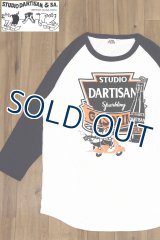 「STUDIO D'ARTISAN/ステュディオ・ダ・ルチザン」GASOLINE ラグラン7分袖Ｔシャツ【ホワイト×ネイビー】