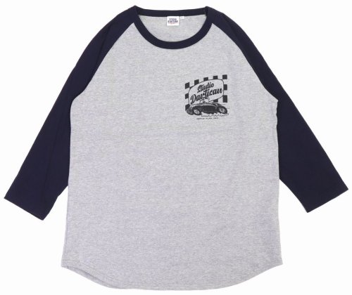 他の写真1: 「STUDIO D'ARTISAN/ステュディオ・ダ・ルチザン」CHICKEN RACE ラグラン7分丈Ｔシャツ【杢グレー×ネイビー】