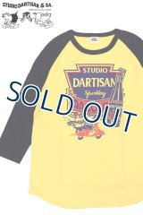 「STUDIO D'ARTISAN/ステュディオ・ダ・ルチザン」GASOLINE ラグラン7分袖Ｔシャツ【イエロー×ネイビー】