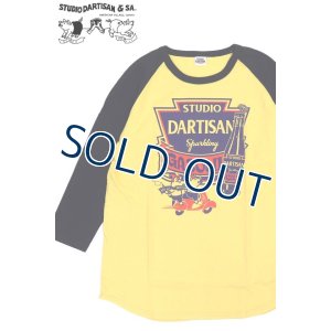画像1: 「STUDIO D'ARTISAN/ステュディオ・ダ・ルチザン」GASOLINE ラグラン7分袖Ｔシャツ【イエロー×ネイビー】