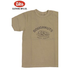 画像1: 「UES/ウエス」DOUGHNUTS プリントTシャツ【ベージュ】